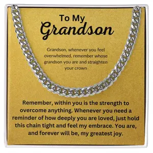 Grandson Cuban Link Chain Gift From Grandparent With Message Card