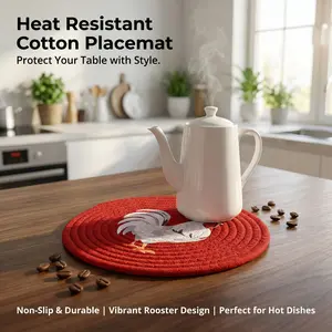 Two/three chicken-pattern placemats, suitable for use on dining tables, in kitchens, and for festive decorations.