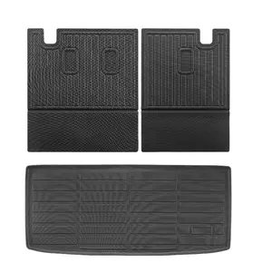 VEVOR Cargo Mats Compatible with 2016-2022 2023-2024 Honda Pilot, Custom Fit TPE Cargo Liner Set for SUVs, Trunk and Back Seat Protector Replacement, Black, Trunk Mat and Backrest Mats