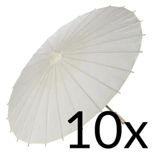 10-Pack 32" Beige / Ivory Paper Parasol Umbrellas