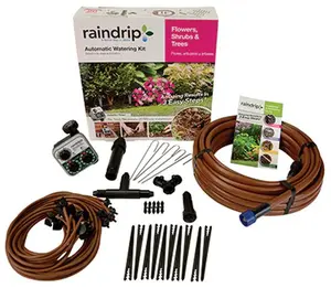 Raindrip Automatic Watering System Kit - Timer-Equipped Irrigation Kit for Flower, Shrub and Tree Gardens