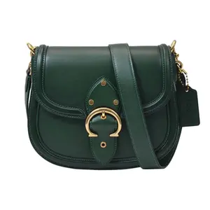 COACH Beat 23 Vintage Flap Leather Saddle Bag for Women, Green