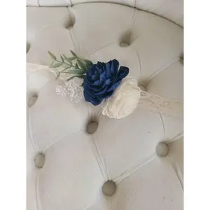 Navy Blue Dahlia Wrist Corsage