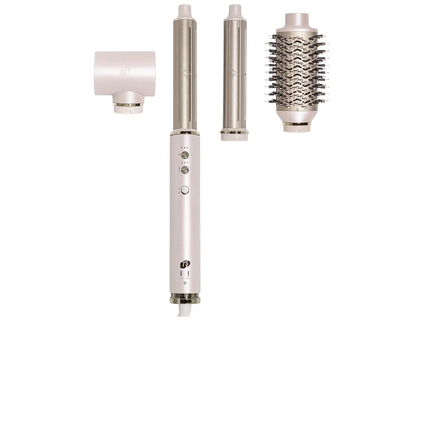 T3 Aire 360 Air Styler Blowout Kit With Dual Voltage And Ceramic Curling Attachments in Satin Blush