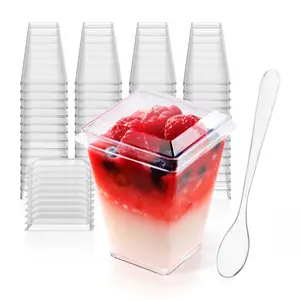 2oz/3oz/5oz 100/400pc Dessert Cups & lids Spoons | Parfait Cups for Mousses, Puddings | Safe Plastic | Bakery Supply Case outdoorfun