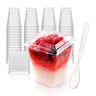 5oz Disposable Plastic Dessert Cups Lids 100/400pc & Spoons , Puddings | Safe Plastic | Bakery Supply Case Outdoor Fun Clear Disposable Plastic Cups Fruit,Reusable Cup,Party Catering Supply,Stations,Ice Cream,Sweets Bites fam,halloween gift chrismas