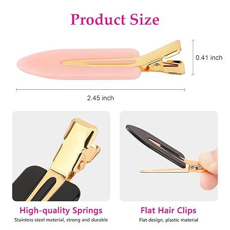 6 Pcs Creaseless Hair Clips No bend No Crease Hair Clip Makeup Clips for Women and Girls Flat Hair Clips for Hairstyling Salon Golden Handle