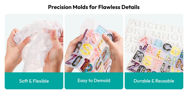 Resiners Alphabet Resin Starter Kit for Beginners Complete Kit with Molds,for Keychain, Jewelry, Pendant Making, Art, Home, Gift, Resin Crafts