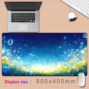 1pc Bubble Magic Underwater Grassland Mousepad - Anti-Slip Rubber Base, HD Printed Gaming & Office Desk Mat for PC, Laptop, Keyboard - Blue Starry Night Design with Whimsical Bubbles & Flowers, Mouse Pads for Desk