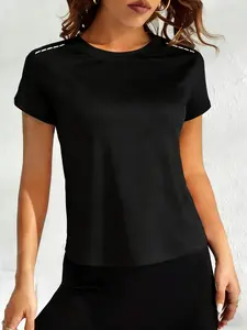 Women's Breathable Quick-Dry Fitted Casual Sports Short Sleeve T-Shirt, Gym Workout Tops, Perfect for Indoor Gym Workouts and Outdoor Fitness Yoga Running