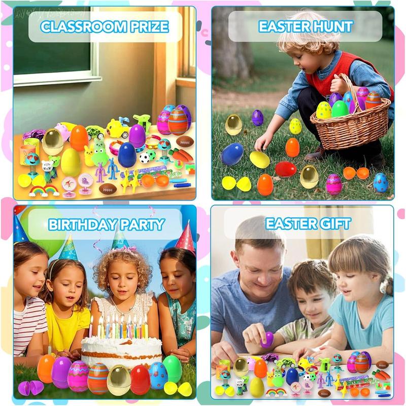 200 Pcs Prefilled Easter Eggs with Toys Inside,Easter Basket Stuffers,Surprise Easter Egg Fillers,Easter Toys Bulk,Easter Egg Hunt,Prizes Classroom Events,Easter Gifts,Eggs Fillers,Easte Party Favors