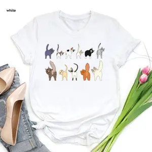 Doodless Cat Butt Shirt, Cottagecore Cat Shirt,Animal  Kittenss Shirt For Cat Lover Gifts Cat Owner Shirt