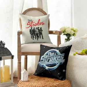T-The StrokesS band Cushion Cover Summer Linen Pillow Case Breathable Eco-Friendly Natural Fabric Cushion Cover, Double-Sided Print Decorative Pillow Cover with Invisible Zipper, Durable Sofa Couch Pillowcase for Living Room Home Decor