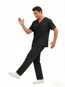 Color Block Design Work Uniform Scrub Set Beauty Salon Nurse Hospital Clinic Outfit