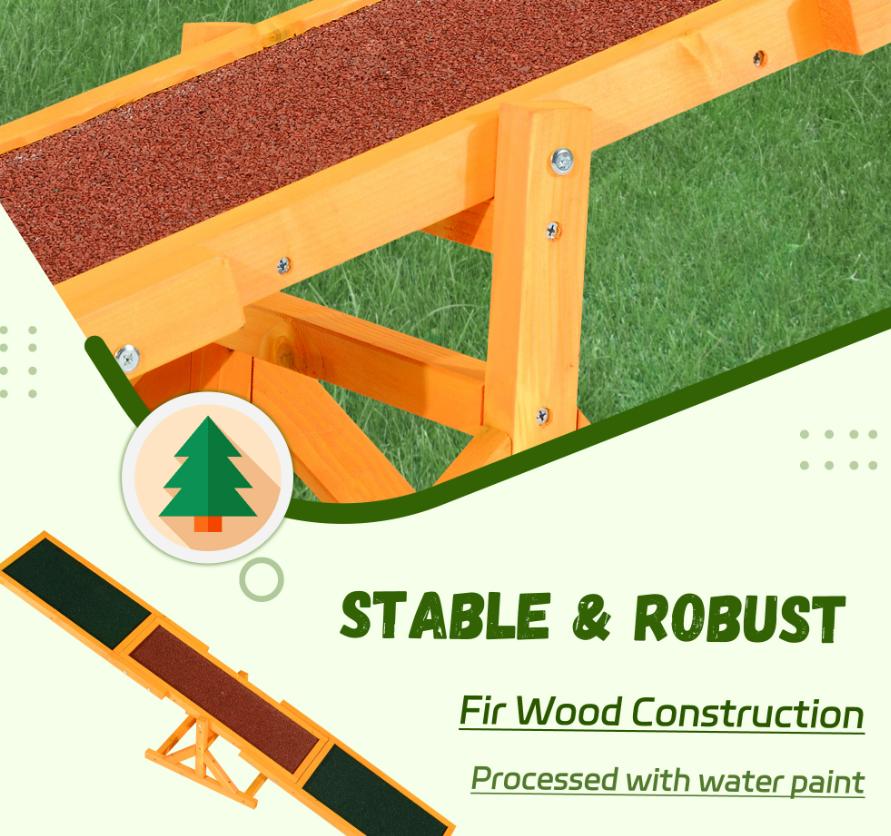 Wooden Dog Agility Seesaw, Training And Exercise Equipment, Weather Resistant, 71  L, Natural