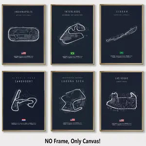 6 Count Unframed Canvas Posters, Classic Race Track Art Decor, Fashion Painting, Modern Art Living Room Decoration, Hallway and Bedroom