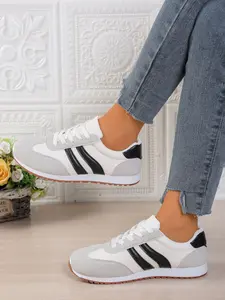Women's Sporty Casual Running Shoes, PU Upper Material, Rubber Sole, Less Than Ankle Height, All Seasons Wear, Comfortable Athletic Footwear