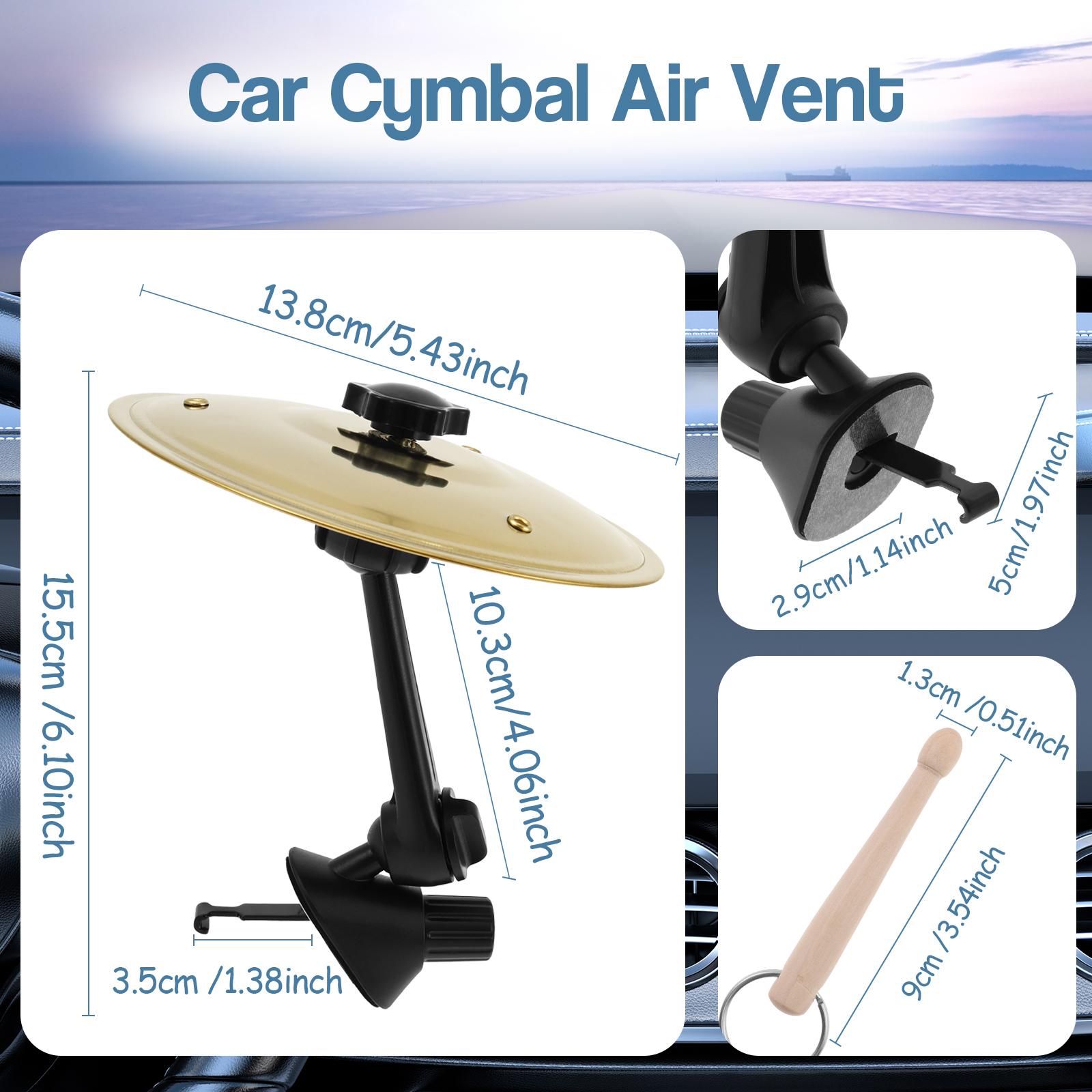 1/2 Pcs Fun Car Cymbal Air Vent - Compact Easy to Install Car Crash Cymbal with 2 Mini Drum Sticks, Creative Car Vent Cymbal for Driver, Drummer and Music Lover