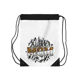 Soccer Mom Drawstring Bag — Leopard Print 'Soccer Mom' Design, 'Lets Go' Sports Tote