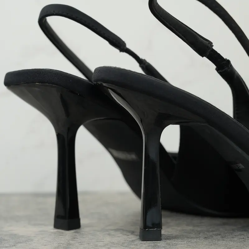 Women's Pointed Toe Slingback Kitten Heel Pumps - Elegant Mid Heel Stilettos with Soft Padded Insole and Elastic Strap
