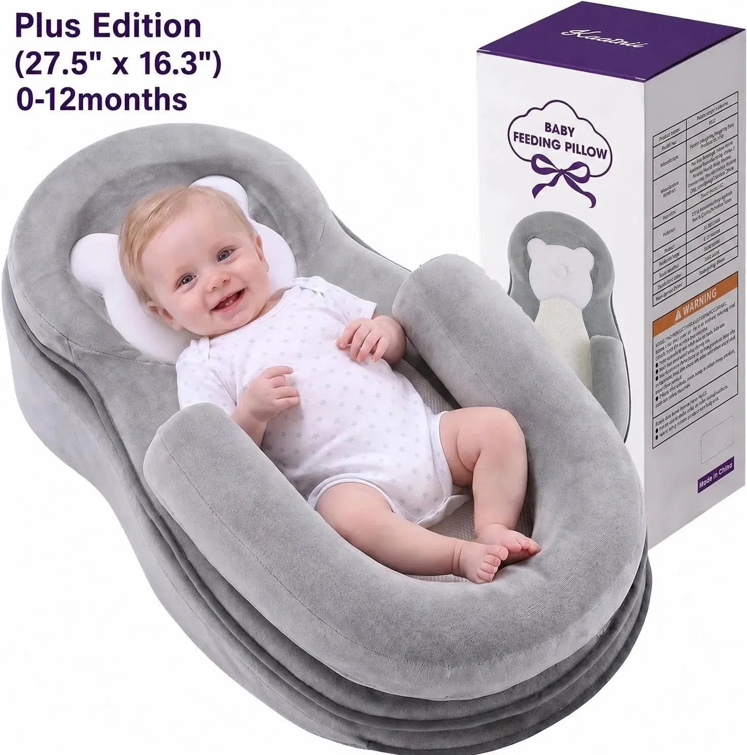 「PLUS Edition ON SALES」Baby Feeding Pillow with Anti-Reflux Incline for Newborn Reflux Relief, Spit-Up Prevention & Comfortable Feeding Support