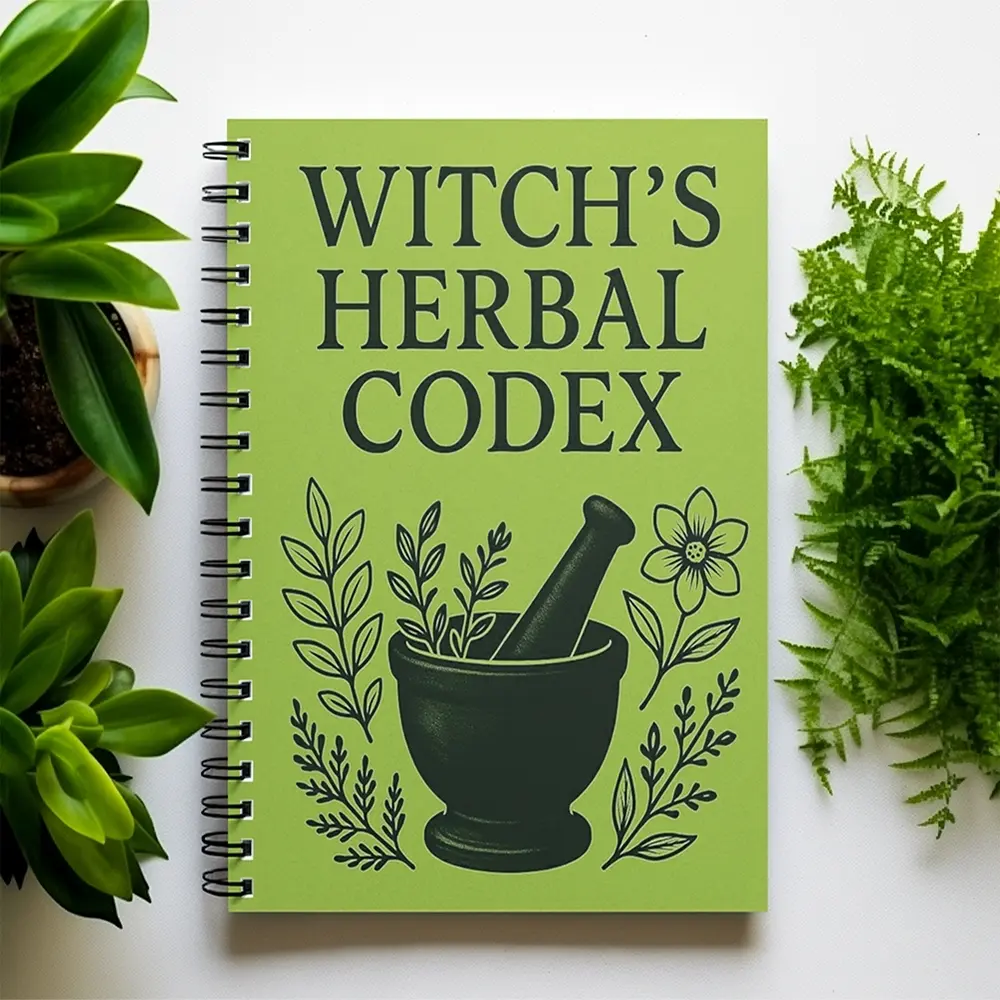 Witch's Herbal Notebook, Journal Notebook with Multiple Herbs Collection, Herbal Codex, Witchcraft Recipe Book, Plant Illustrations, Mystical Design, Unique Gift for Witch Lovers, Witchcraft Enthusiasts