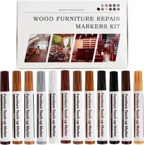 SEISSO New Upgrade Furniture Pens for Touch Up, 12 Colors Wood Scratch Repair Markers, Professional Repair Tools for Stains, Scratches, Wood Floors, Tables, Bedposts