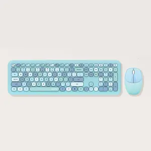 Wireless Keyboard Mouse Combos, Full-sized Design Keyboard with Optical Mouse, Rainbow Keyboard, Office Keyboard Mouse Combos for Home Office