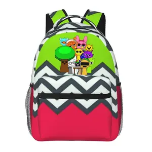 Sprunki large-capacity backpack with all-over print, water-resistant—ideal for outdoor hiking, cycling, and daily commuting; cartoon merchandise shoulder bag/school pack; gift for boys and girls