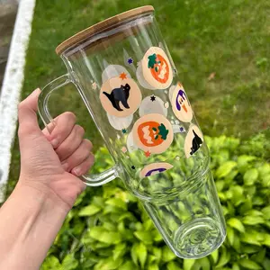 Halloween Cookies 40oz Clear Glass Tumbler with Handle