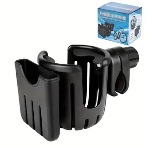 2-in-1 Universal Cup Holder, Stroller Cup Holder, Bicycle Cup Holder, Wide Mouth Design Cup Holder, 360-Degree Rotating Black Bicycle Cup Holder for Electric Scooters, Strollers, Water Bottles, Bubble Tea Cups, Motorcycle Phone Mount, Bike Clamp