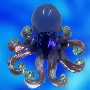 "Glass-Appearance", Indigo, Light Blue & Pink, Resin Octopus