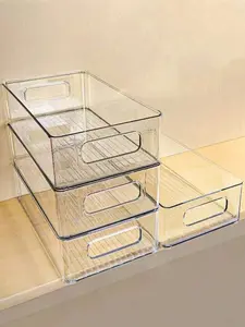 2/3 Pieces Transparent Stackable Desk Storage Boxes, large capacity multi-purpose organizers. Ideal for holding cosmetics, stationery, documents and daily sundries, great for home, school and office use.