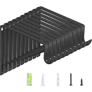 10-Pack 10.8x10.8Inch Heavy Duty Wall Mounted Closet Rod Shelf Brackets, Matte Black Steel, 300 Lbs Load Capacity with Anchors Screws