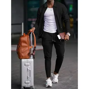 Men's Athletic 2-Piece Tracksuit Set, Athletic Activewear Tracksuit, Full Zip Up Front Design, Long Sleeve Jacket & Jogger Pants for Gym Workouts & Running