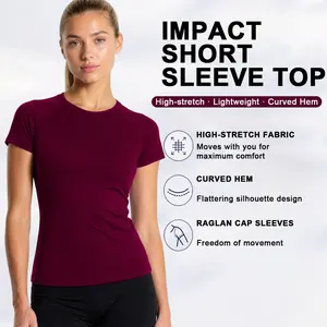 DEEFY-Sportswear Impact Short Sleeve Top High Impact Fitness Gym Tank Top for Women – Workout, Yoga, Running, Breathable, Stretchy, Activewear Sportswear