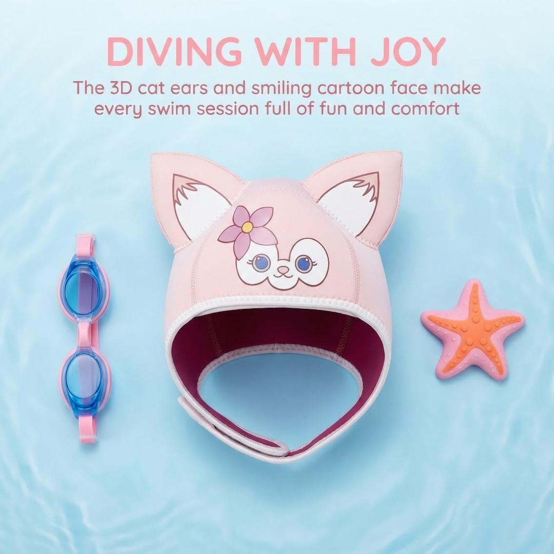 3mm Neoprene Cat Ear Dive Hood for Women Snorkeling Scuba Freediving Soft Warm Waterproof Design