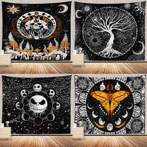 Tapestry Hanging Cloth Black and White Mythical Background Cloth Sofa Bedside Wall Tapestry