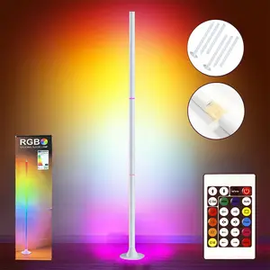 LED Rgbic Corner Floor Lamp, Music Sync DIY Mode, Remote Control, USB Powered, Color Changing, Living Room & Bedroom Decor