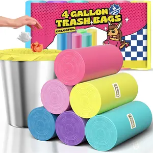 150 Count 4 Gallon Small Trash Bags - Colored Bathroom Garbage Bags Unscented Leak-proof, 15 Liter Plastic Wastebasket Can Liners for Office Bedroom Toilet and