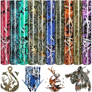 Real Tree Heat Transfer Vinyl - 10 Sheets 10 x 12 Inch Camo  Iron  Vinyl for Hunter Outdoor Camouflage Printed HTV DIY T-Shirts Handbags Hat Pants Craft