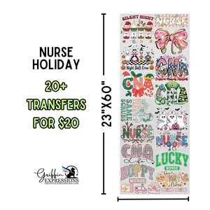 Nurse Holiday | Dollar Deals DTF Transfer Gang Sheet For Graphic Tees