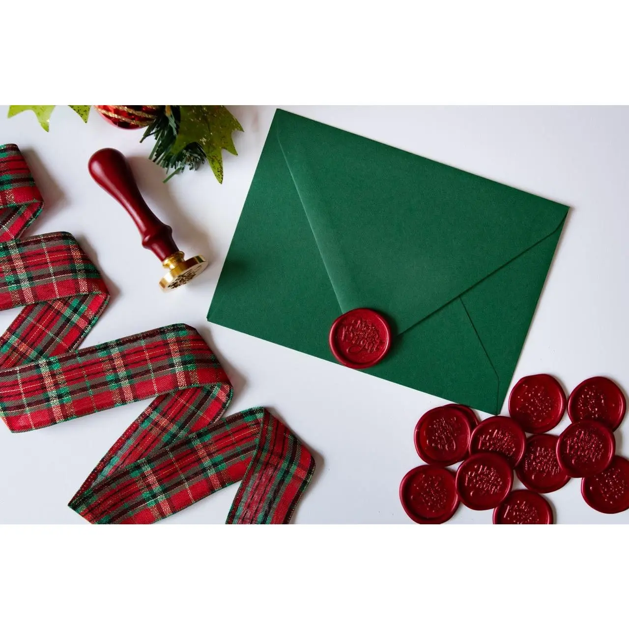 Merry & Bright Peel & Stick Wax Seals, 1.5" Diameter 3M Industrial Self-Adhesive, Festive Holiday Office Stationery Labels