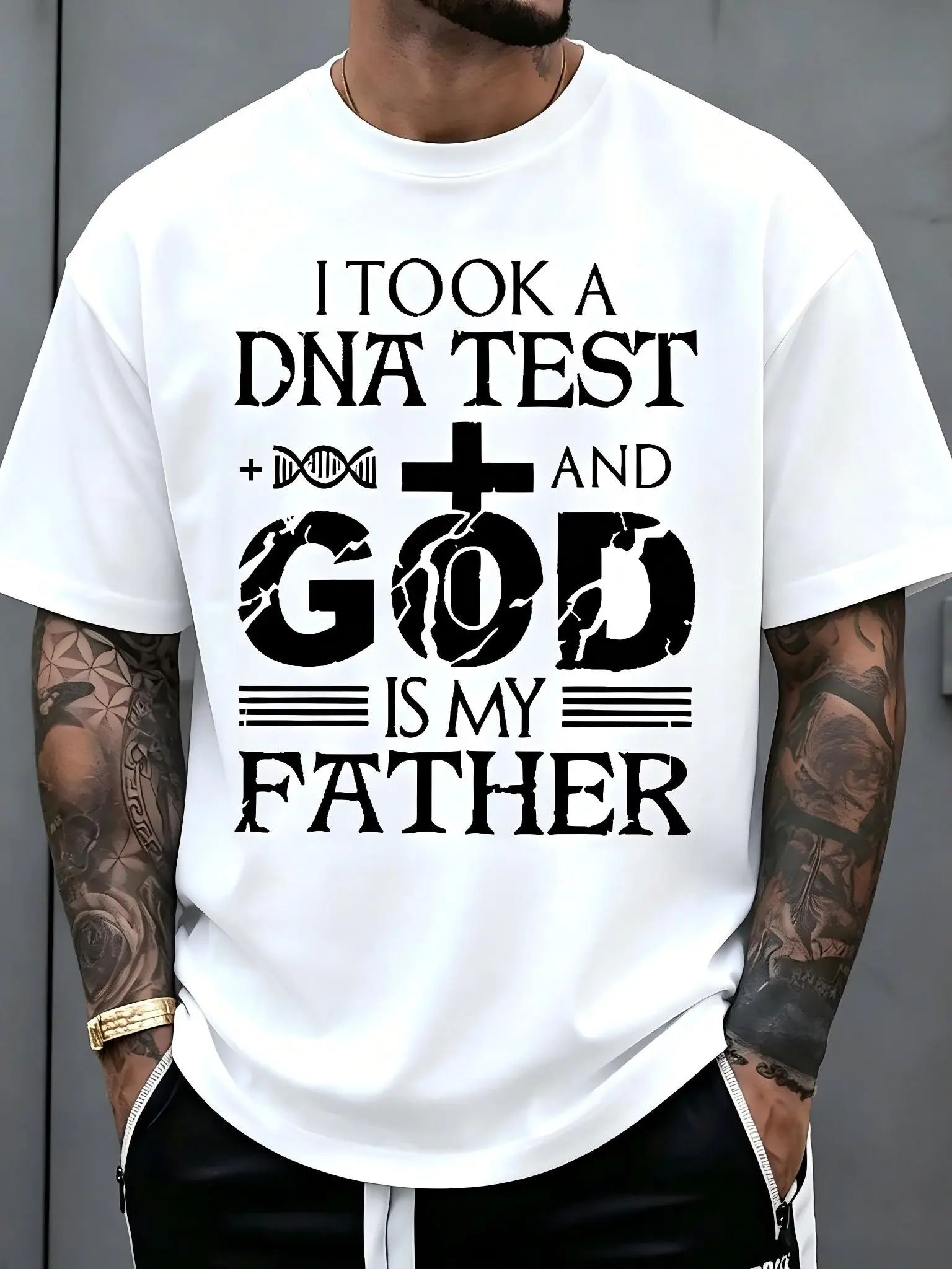 "I Took A DNA Test And God Is My Father" Christian Faith T-Shirt for Men & Women – Ultra Soft Cotton Crew Neck, Breathable & Moisture Wicking, Religious Humor Graphic, Comfort Fit for Everyday Wear, Great Christian Gift, Machine Washable