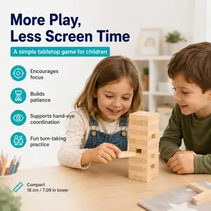 Classic Stacking Balance Building Blocks Set,Tumble Tower Game for Kids and Adults, 54pcs Wooden Board Stacking Game for Family Games Night, Classical Wood Blocks Game, Standard Size,Party supplies set