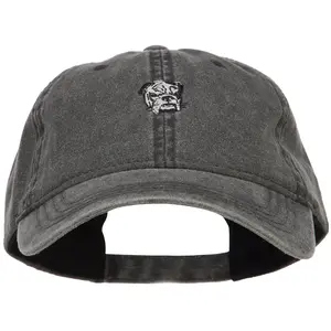 Bulldog Head Embroidered Washed Cap