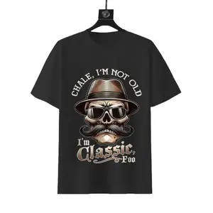 Summer T Shirts Men's "I'm Not Old I'm Classic Foo" Graphic Tee Funny Cholo Chicano Lowrider Design Fitted Short Sleeve Crew Neck Casual Rock Style