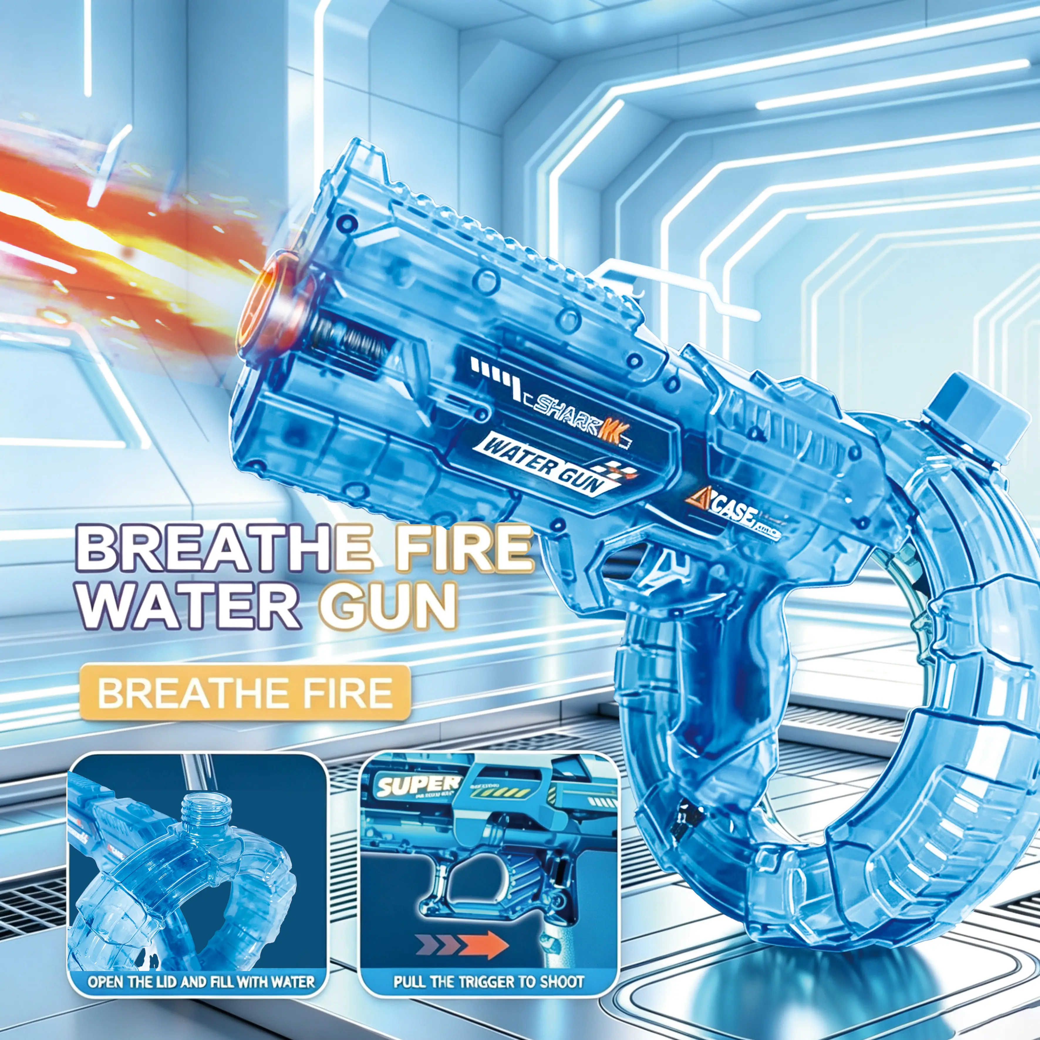 Ultimate Battle Water Blaster Powerful Electric Water Gun, Automatic Squirt Blaster with Glowing Muzzle 320cc High Capacity, Up to 32 FT Range, Outdoor Summer Party Toy OutdoorFun for Adults &Kids Toys