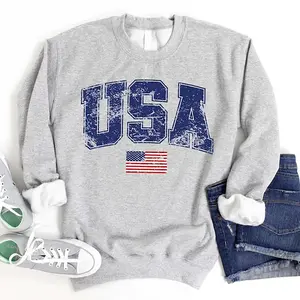 Retro USA Crewneck Sweatshirt, Men and Women America Shirt, 4th of July Patriotic Sweatshirt, Vintage USA Graphic Top