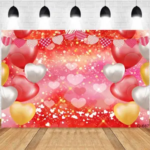 Photography Background Gold Heart Balloon Shiny Atmosphere Proposal Wedding Birthday Party Backdrop Studio Photography Background